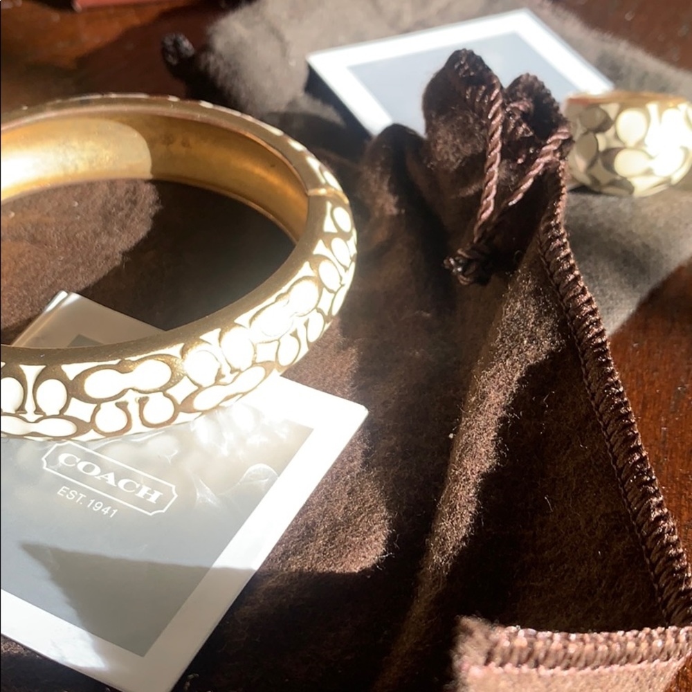 💯 Authentic Coach Embossed Ring & Cuff Set
